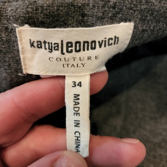 Katya Leonoviche faux wool grey skirt size 34 Italy Front Pockets Vegan Feminie - Picture 2 of 14